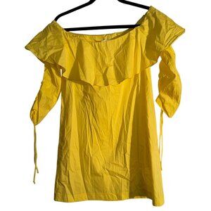 Socialite Yellow Off-Shoulder Ruffle Sleeve mini dress  Womens Size S